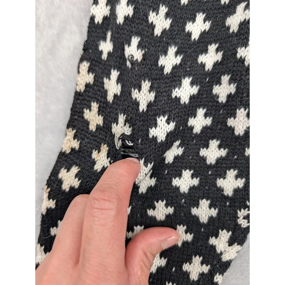 Express Sweater‎ Mens XL Black White Fair Isle Tight Knit Shawl Collar Outdoor